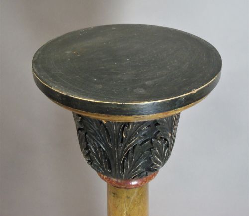 REGENCY PAINTED SIMULATED MARBLE PINE PEDESTAL COLUMN TORCHERE - ADDITIONAL PHOTO 11