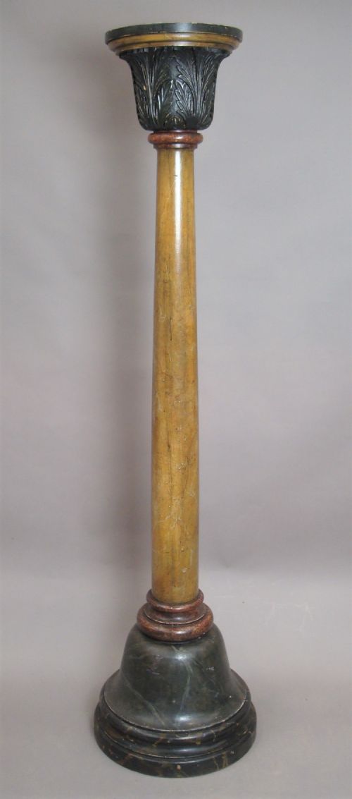 REGENCY PAINTED SIMULATED MARBLE PINE PEDESTAL COLUMN TORCHERE - ADDITIONAL PHOTO 16
