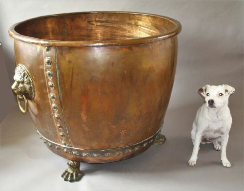C19th English Copper Log Basket / Jardiniere of Monumental Proportion