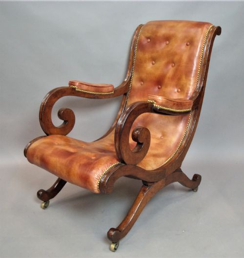 Regency Mahogany and Leather Library Chair