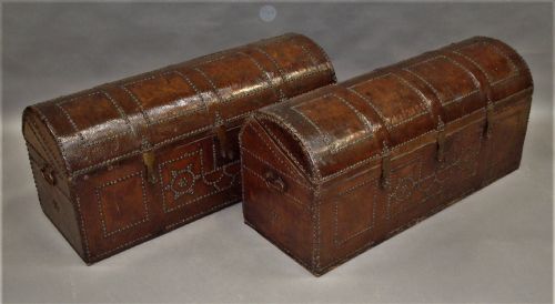 C18TH PAIR SPANISH LEATHER TRUNKS - ADDITIONAL PHOTO 1