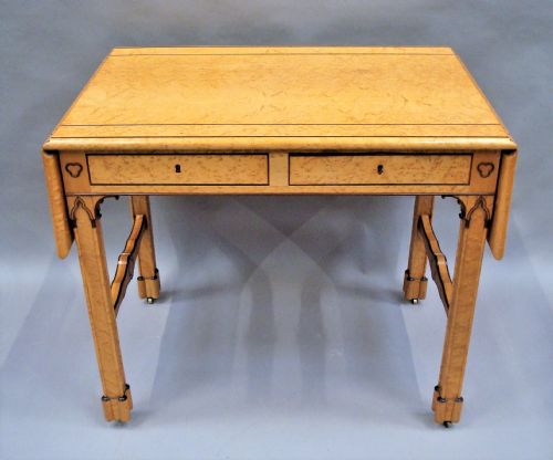 C19TH FRENCH BIRDS EYE MAPLE SOFA TABLE - ADDITIONAL PHOTO 2