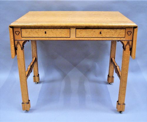 C19TH FRENCH BIRDS EYE MAPLE SOFA TABLE - ADDITIONAL PHOTO 16