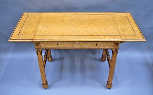 C19TH FRENCH BIRDS EYE MAPLE SOFA TABLE - ADDITIONAL PHOTO 17
