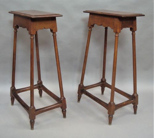 C19TH PAIR OF OAK TABLES STANDS - ADDITIONAL PHOTO 1