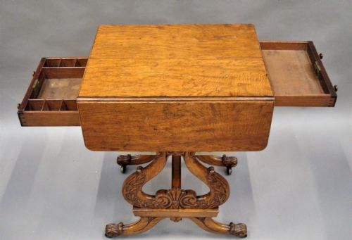 REGENCY POLLARD OAK DROP FLAP WORK TABLE - ADDITIONAL PHOTO 3