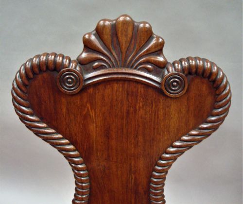 REGENCY PAIR OF MAHOGANY HALL CHAIRS OF UNUSUAL DESIGN - ADDITIONAL PHOTO 7