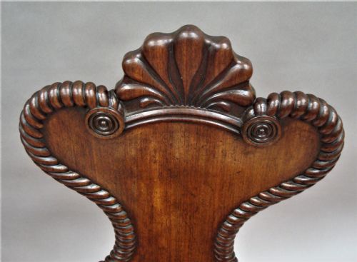 REGENCY PAIR OF MAHOGANY HALL CHAIRS OF UNUSUAL DESIGN - ADDITIONAL PHOTO 8