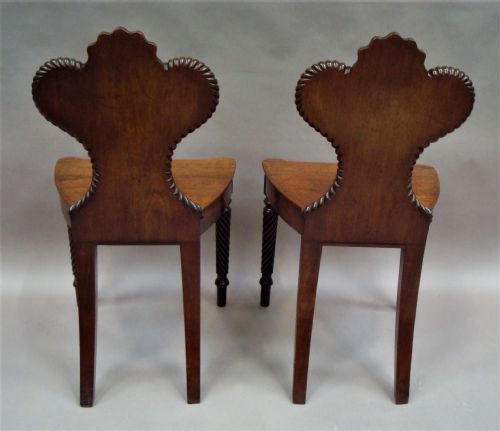 REGENCY PAIR OF MAHOGANY HALL CHAIRS OF UNUSUAL DESIGN - ADDITIONAL PHOTO 10