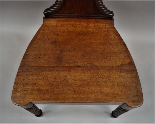 REGENCY PAIR OF MAHOGANY HALL CHAIRS OF UNUSUAL DESIGN - ADDITIONAL PHOTO 15