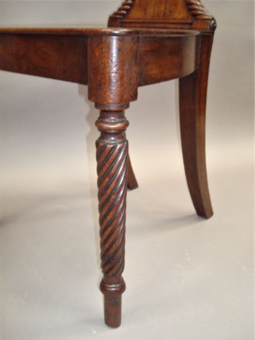 REGENCY PAIR OF MAHOGANY HALL CHAIRS OF UNUSUAL DESIGN - ADDITIONAL PHOTO 17