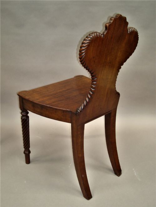 REGENCY PAIR OF MAHOGANY HALL CHAIRS OF UNUSUAL DESIGN - ADDITIONAL PHOTO 19