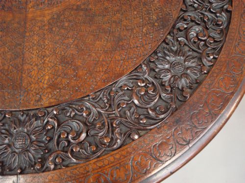 C19TH INDIAN FINELY CARVED TEAK ELEPHANT TABLE - ADDITIONAL PHOTO 12