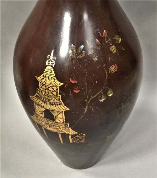 C19TH PAIR OF LACQUERED PAPIER MACHE VASES BY JENNENS BETTRIDGE STAMPED - ADDITIONAL PHOTO 9