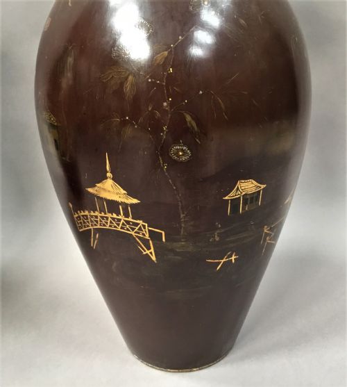 C19TH PAIR OF LACQUERED PAPIER MACHE VASES BY JENNENS BETTRIDGE STAMPED - ADDITIONAL PHOTO 10