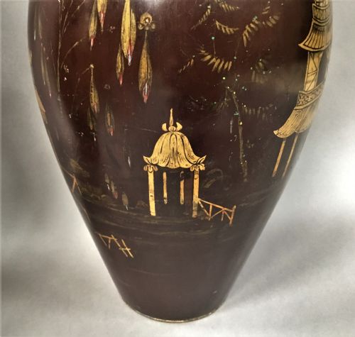 C19TH PAIR OF LACQUERED PAPIER MACHE VASES BY JENNENS BETTRIDGE STAMPED - ADDITIONAL PHOTO 13