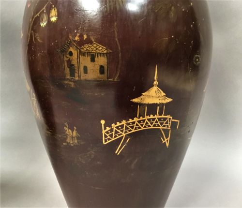 C19TH PAIR OF LACQUERED PAPIER MACHE VASES BY JENNENS BETTRIDGE STAMPED - ADDITIONAL PHOTO 14