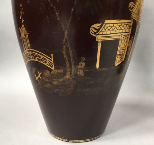 C19TH PAIR OF LACQUERED PAPIER MACHE VASES BY JENNENS BETTRIDGE STAMPED - ADDITIONAL PHOTO 15