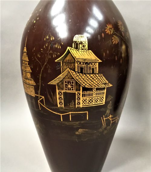 C19TH PAIR OF LACQUERED PAPIER MACHE VASES BY JENNENS BETTRIDGE STAMPED - ADDITIONAL PHOTO 16
