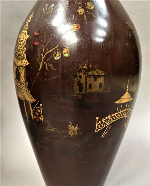 C19TH PAIR OF LACQUERED PAPIER MACHE VASES BY JENNENS BETTRIDGE STAMPED - ADDITIONAL PHOTO 17