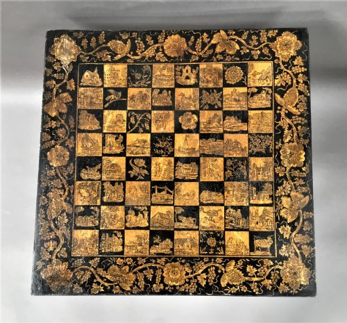REGENCY PENWORK DECORATED CHESS TABLE OCCASIONAL TABLE - ADDITIONAL PHOTO 10