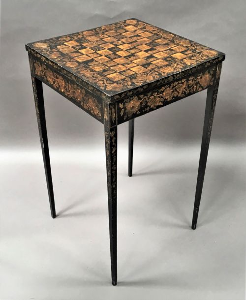 REGENCY PENWORK DECORATED CHESS TABLE OCCASIONAL TABLE - ADDITIONAL PHOTO 12
