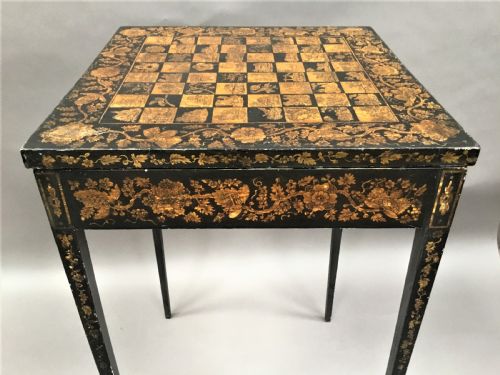 REGENCY PENWORK DECORATED CHESS TABLE OCCASIONAL TABLE - ADDITIONAL PHOTO 13