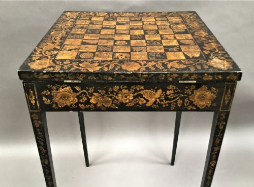 REGENCY PENWORK DECORATED CHESS TABLE OCCASIONAL TABLE - ADDITIONAL PHOTO 15