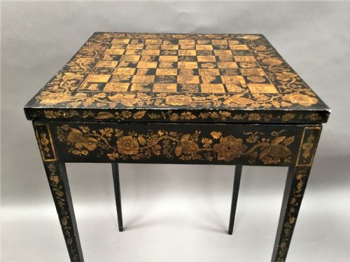 REGENCY PENWORK DECORATED CHESS TABLE OCCASIONAL TABLE - ADDITIONAL PHOTO 16