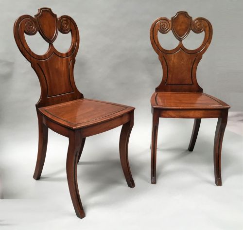 Regency Pair of Mahogany Hall Chairs