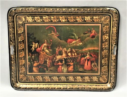 REGENCY PAINTED TOLE TRAY ON STAND OF LARGE PROPORTIONS - ADDITIONAL PHOTO 1