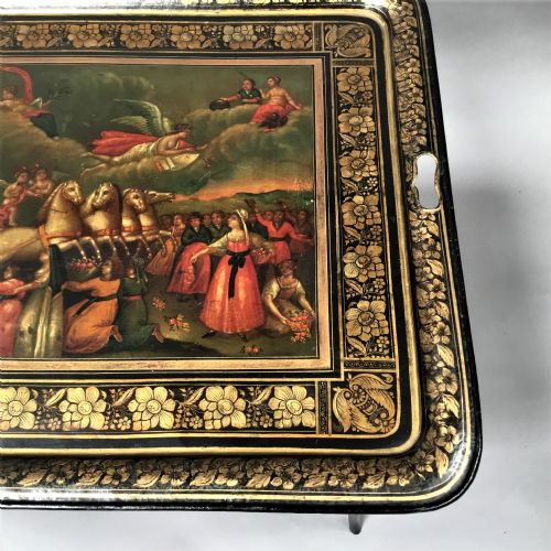 REGENCY PAINTED TOLE TRAY ON STAND OF LARGE PROPORTIONS - ADDITIONAL PHOTO 5