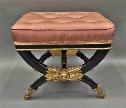 EMPIRE 'X' FRAME STOOL WITH PARCEL GILT - ADDITIONAL PHOTO 14