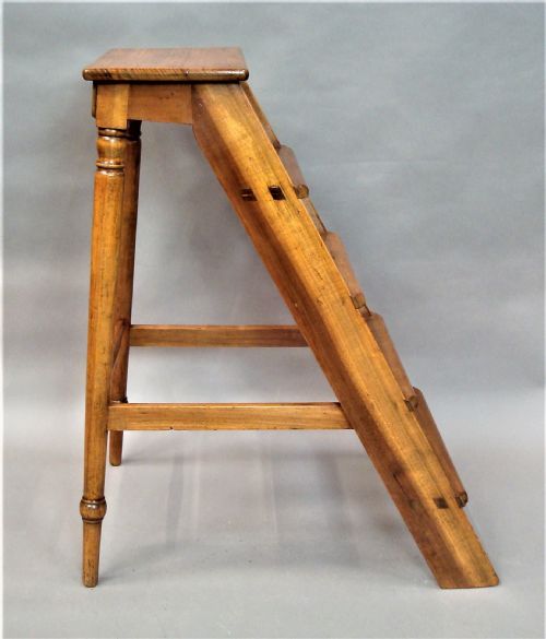 C19TH ENGLISH SET OF FRUITWOOD LIBRARY STEPS - ADDITIONAL PHOTO 2