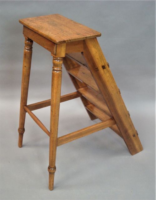 C19TH ENGLISH SET OF FRUITWOOD LIBRARY STEPS - ADDITIONAL PHOTO 3