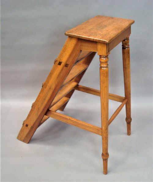 C19TH ENGLISH SET OF FRUITWOOD LIBRARY STEPS - ADDITIONAL PHOTO 5