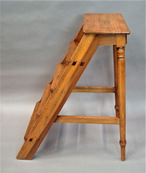 C19TH ENGLISH SET OF FRUITWOOD LIBRARY STEPS - ADDITIONAL PHOTO 6