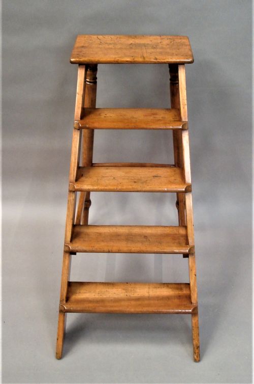 C19TH ENGLISH SET OF FRUITWOOD LIBRARY STEPS - ADDITIONAL PHOTO 10