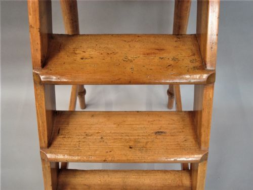 C19TH ENGLISH SET OF FRUITWOOD LIBRARY STEPS - ADDITIONAL PHOTO 12