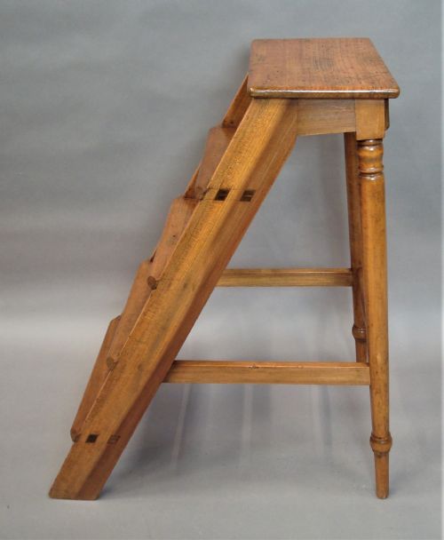 C19TH ENGLISH SET OF FRUITWOOD LIBRARY STEPS - ADDITIONAL PHOTO 19