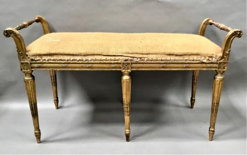 C19th Giltwood Window Seat / Stool in the Neoclassical Manner