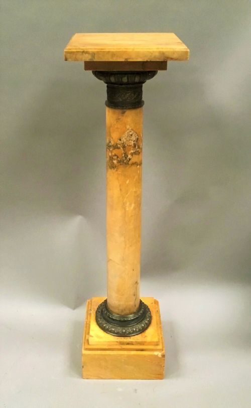 C19th Sienna Marble and Bronze Pedestal Column in the Neoclassical Manner