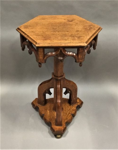 C19TH GOTHIC OAK OCCASIONAL TABLE - ADDITIONAL PHOTO 1