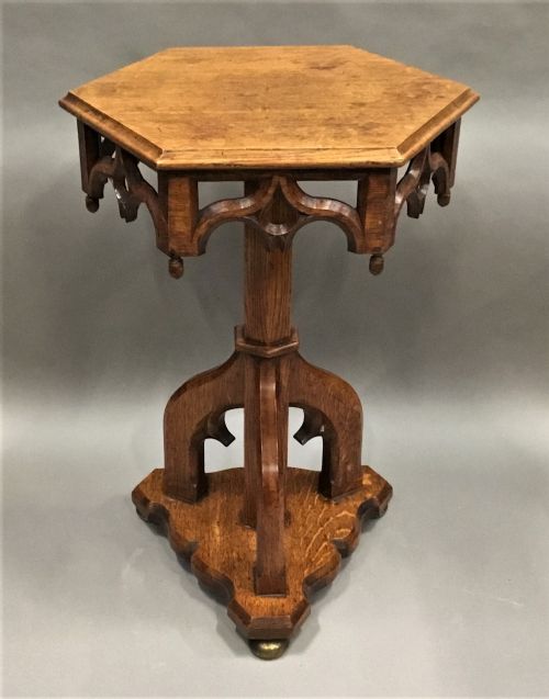 C19TH GOTHIC OAK OCCASIONAL TABLE - ADDITIONAL PHOTO 3