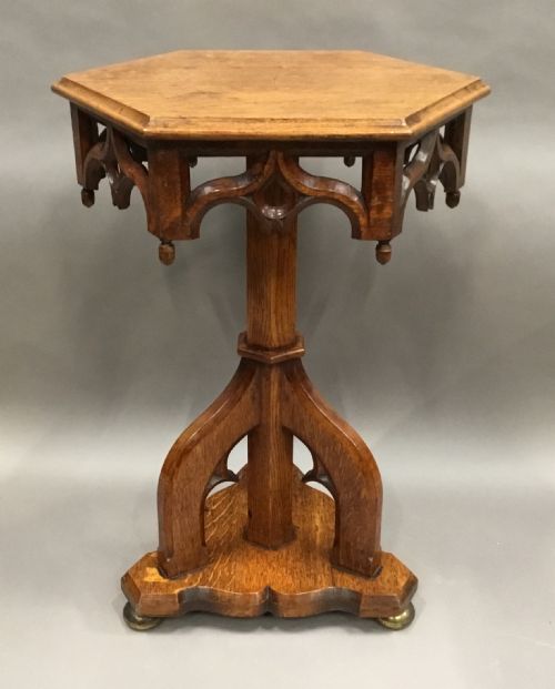 C19TH GOTHIC OAK OCCASIONAL TABLE - ADDITIONAL PHOTO 16
