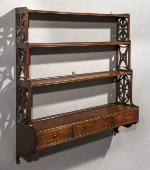 George III Mahogany Set of 'Chippendale' Hanging Wall Shelves