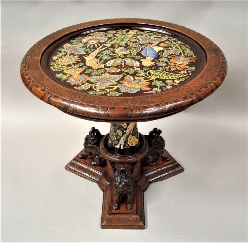 C19th Italian Walnut and Majolica Centre Table