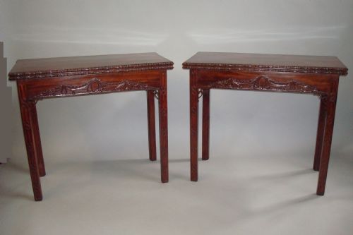 Chippendale George III Pair of Mahogany Tea and Card Tables