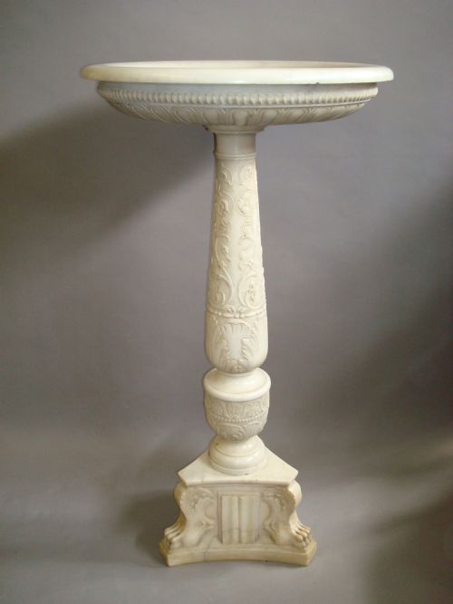EARLY C19TH ITALIAN CARVED MARBLE TAZZA ON PEDESTAL - ADDITIONAL PHOTO 2