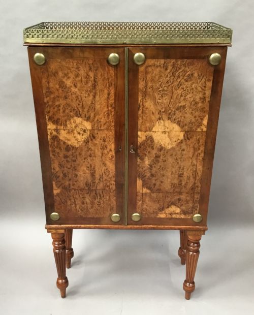 Regency Oak and Burr Oak Side Cabinet of Small Proportions
